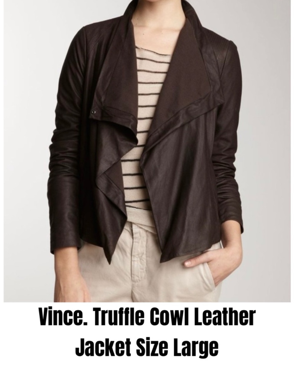 Vince. Truffle Cowl Leather Jacket Size Large